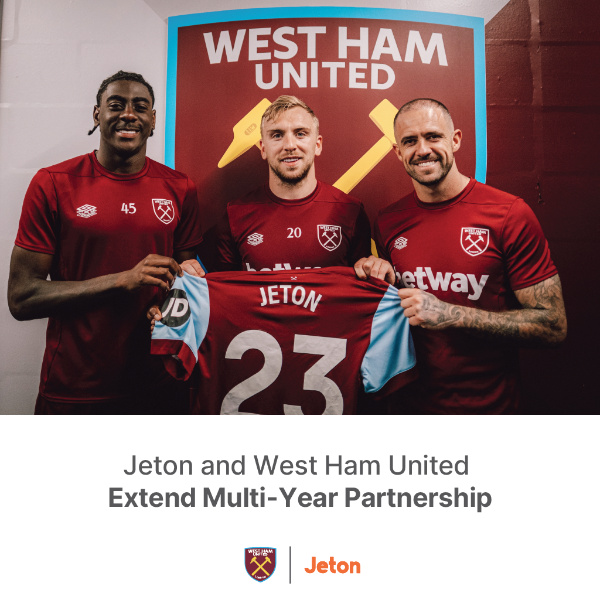 Jeton e West Ham United chegam a acordo de patrocínio plurianual